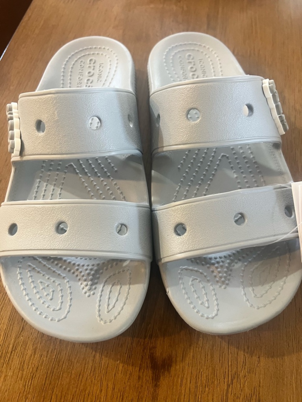 CROCS Gray Double-Strap Slide Sandals - sz 6(w) or 4(m)